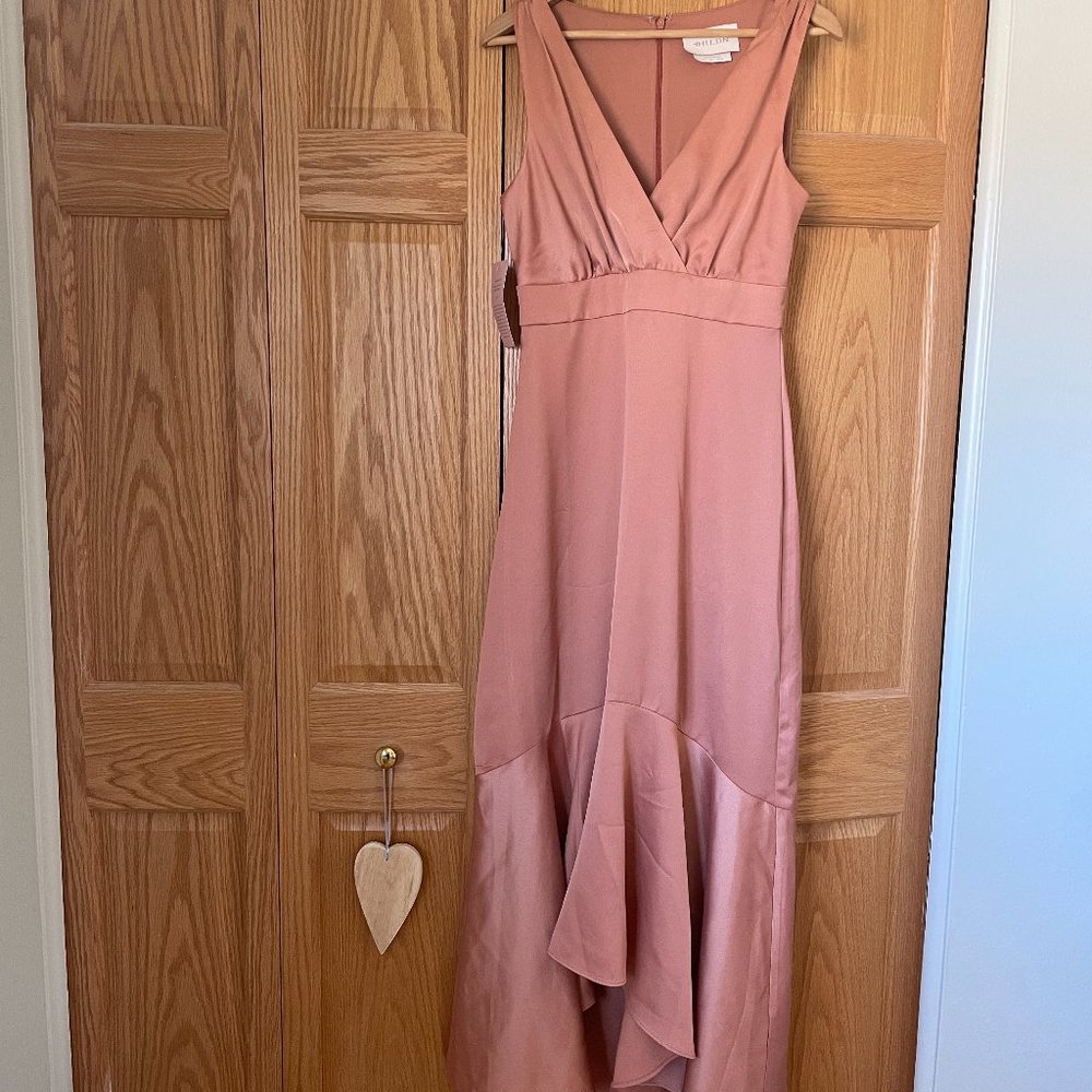 NEW BHLDN Fairbanks Satin Dress in Clay, Size 2 NWT